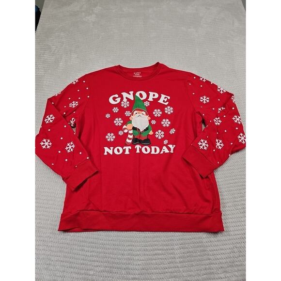 Ugly Christmas Sweatshirt Womens 2X Gnope Not Today Gnome Snowflakes - Picture 1 of 7